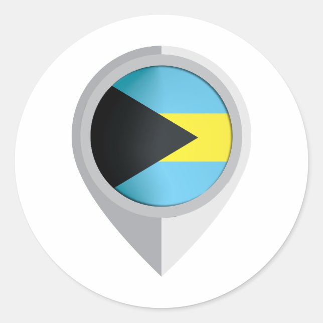 Bahamas Pin Location Flag Classic Round Sticker (Front)