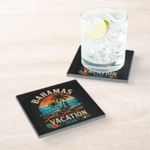 Bahamas Sand Sea Sun Vacation 2026 Glass Coaster