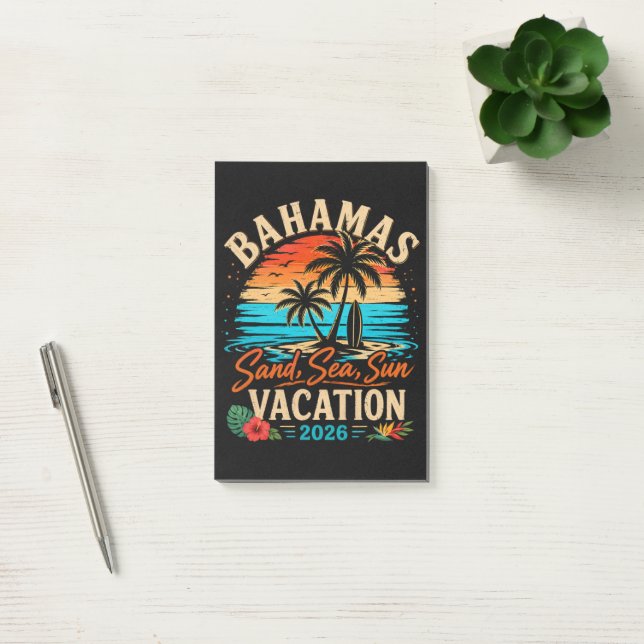 Bahamas Sand Sea Sun Vacation 2026 Post-it Notes (Office)