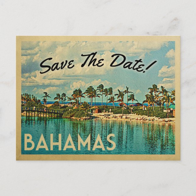 Bahamas Save The Date Vintage Postcards (Front)