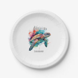 Bahamas Sea Turtle Bahamian Flag Beach Great Shark Paper Plate