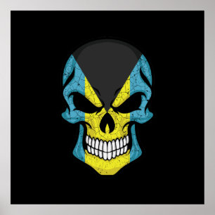 Bahamas Smiling Skull Flag Poster