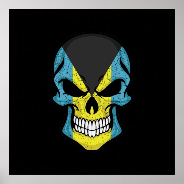 Bahamas Smiling Skull Flag Poster (Front)