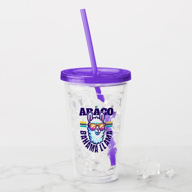 Bahamas Souvenir Gift : Abaco Bahamas Bahama Llama Acrylic Tumbler (Front Ice)
