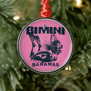 Bahamas Souvenir Gift : Bimini Bahamas Snorkelling Metal Ornament