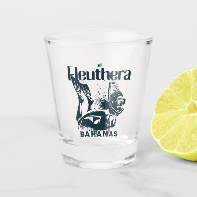Bahamas Souvenir Gift : Eleuthera Bahamas Dive Shot Glass (Front)