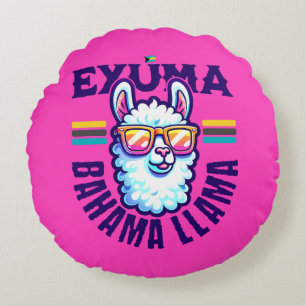 Bahamas Souvenir Gift : Exuma Bahamas Bahama Llama Round Pillow