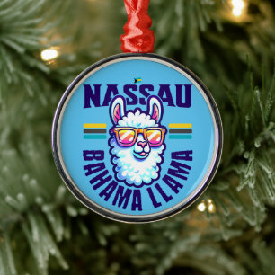 Bahamas Souvenir Gift: Nassau Bahamas Bahama Llama Metal Ornament
