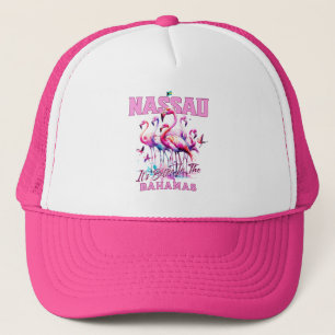 Bahamas Souvenir Gift : Nassau Bahamas Flamingo Trucker Hat