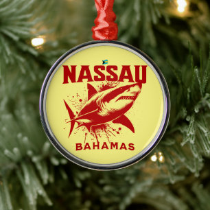 Bahamas Souvenir Gift : Nassau Bahamas Shark Fish Metal Ornament
