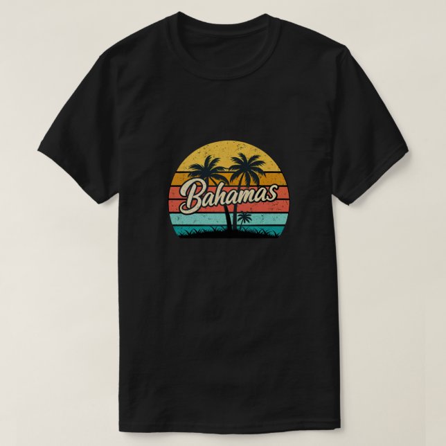 Bahamas Sunset Retro Palm T-Shirt (Design Front)