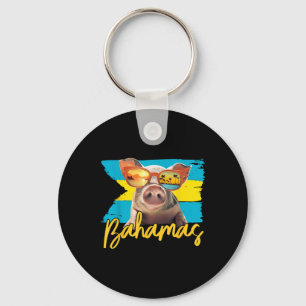 Bahamas Swimming Pig Caribbean Beach Trips Summer  Keychain