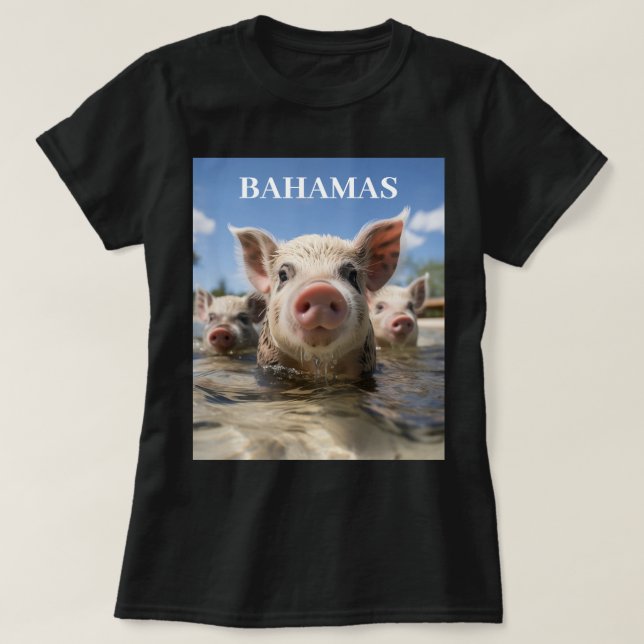 Bahamas Swimming Pigs - Exuma Pig Beach Adventure T-Shirt (Design Front)