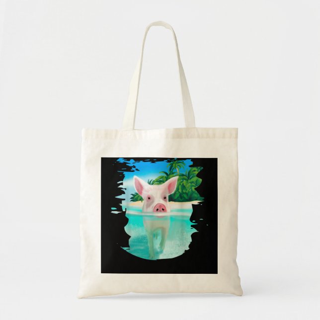 Bahamas Swimming Pigs Pig Swim Beach Holidays Tote Bag (Front)