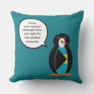 Bahamas Talking Ms Penguin Outdoor Pillow