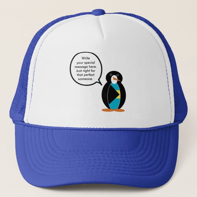 Bahamas Talking Ms Penguin  Trucker Hat (Front)