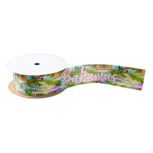 Bahamas Tropical Beach Scene Photography Pattern Satin Ribbon