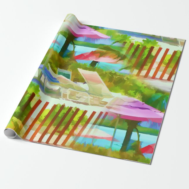 Bahamas Tropical Beach Scene Photography Pattern Wrapping Paper (Unrolled)