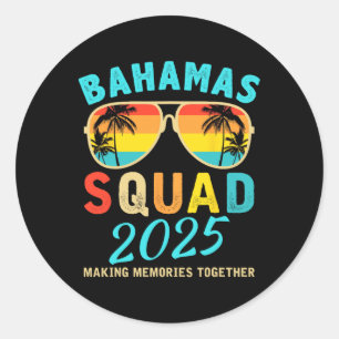 Bahamas Vacation 2025 Squad Family Friends Matchin Classic Round Sticker