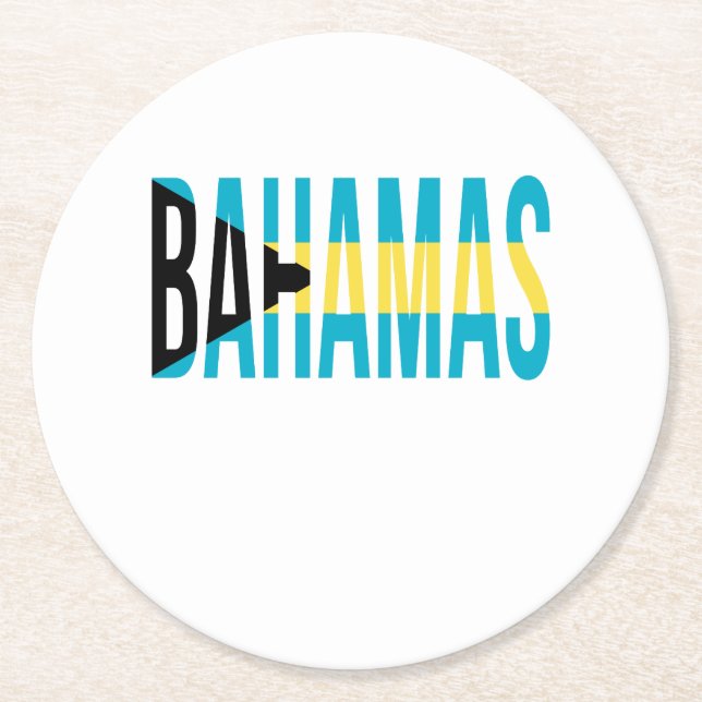 Bahamas Vacation Island Flag Round Paper Coaster (Front)