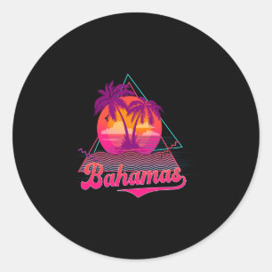 Bahamas vacation retro 80s beach souvenir classic round sticker