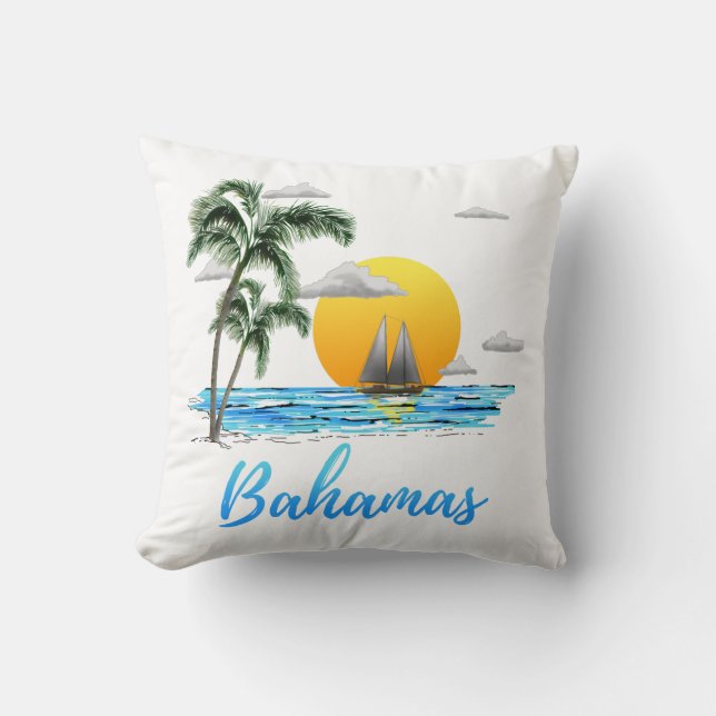 Bahamas Vacation Sailing Throw Pillow (Front)