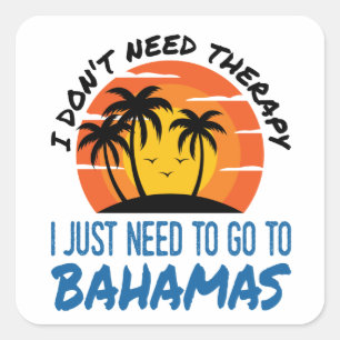 Bahamas Vacation Tropical Beach Trip Therapy Square Sticker