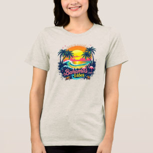 Bahamas Vibes Retro Sunset Tri-Blend Shirt