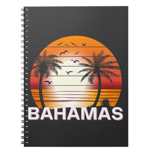 Bahamas Vintage Palm Trees Summer Beach Notebook (Front)