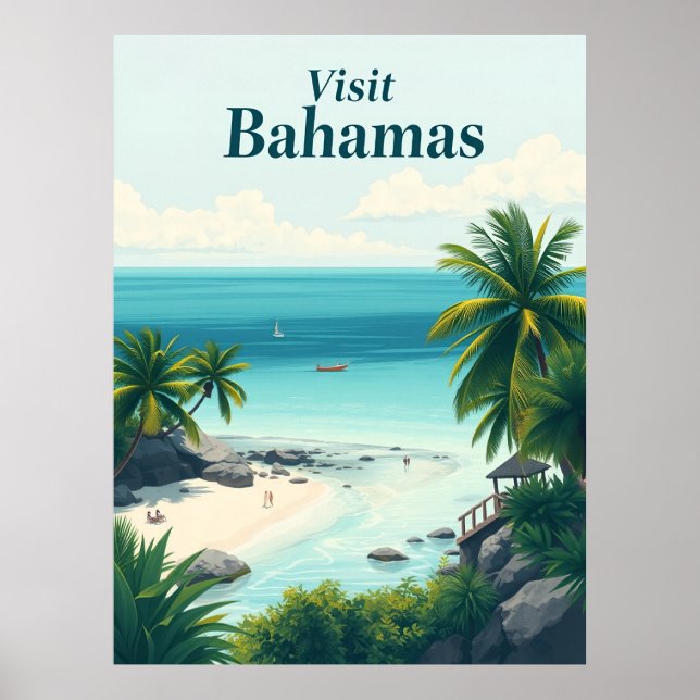Bahamas Vintage Travel Illustration Poster (Front)