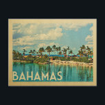 Bahamas Vintage Travel Postcard<br><div class="desc">Bahamas design in Vintage Travel style featuring turquoise water,  palm trees and blue sky. Thanks to R. Manguel's photo as base: www.flickr.com/photos/ricardo_mangual/6522677343</div>