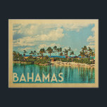 Bahamas Vintage Travel Postcard<br><div class="desc">Bahamas design in Vintage Travel style featuring turquoise water,  palm trees and blue sky. Thanks to R. Manguel's photo as base: www.flickr.com/photos/ricardo_mangual/6522677343</div>