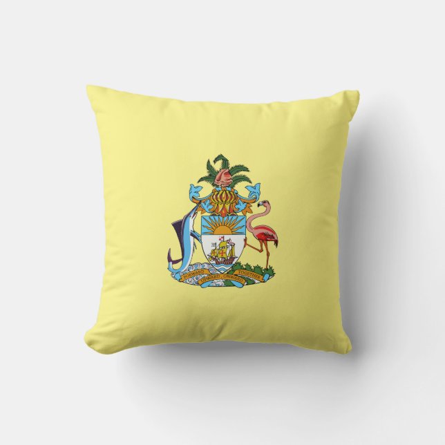 Bahamas with Coat of Arms (Caribbean Paradise) Throw Pillow (Front)