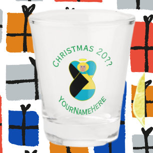 Bahamian Flag Angel Christmas Blonde Shot Glass