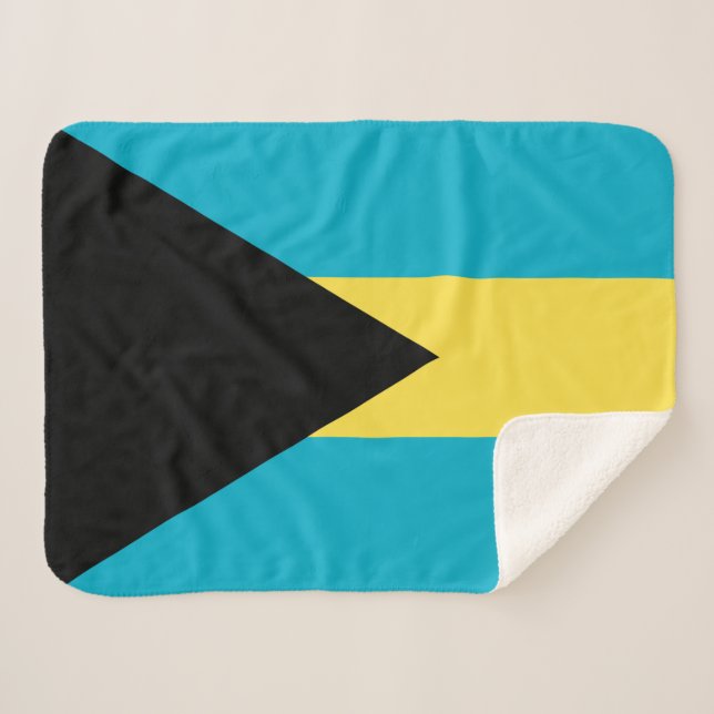 Bahamian Flag Sherpa Blanket (Front (Horizontal))