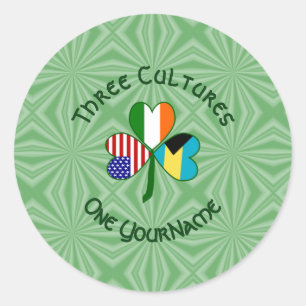 Bahamian Irish American Shamrock Personalized Classic Round Sticker