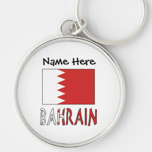 Bahrain and Bahraini Flag with Your Name Keychain