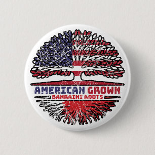 Bahrain Bahraini American USA Tree Roots Flag 2 Inch Round Button