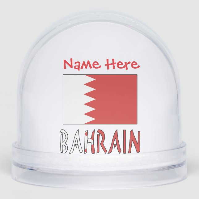 Bahrain Bahraini Flag Red Personalized  Snowglobe (Front)