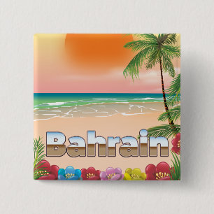 Bahrain beach travel poster 2 inch square button