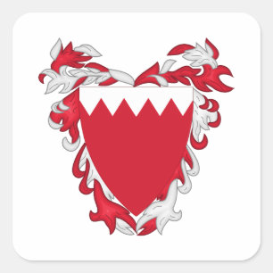 Bahrain country coat arms symbol emblem flag square sticker