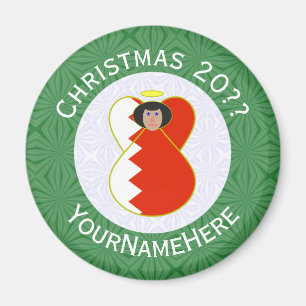 Bahrain Flag Angel Christmas Personalized Magnet