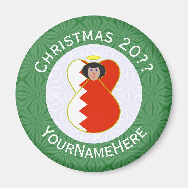 Bahrain Flag Angel Christmas Personalized  Magnet (Front)