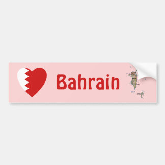 Bahrain Flag Heart + Map Bumper Sticker