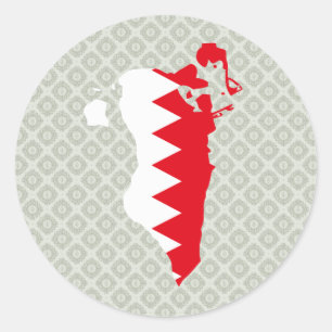 Bahrain Flag Map full size Classic Round Sticker