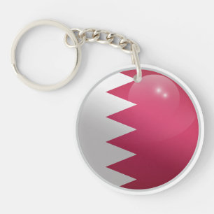 Bahrain Glossy Circle Flag Keychain