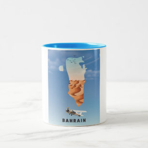 Bahrain Illustrated travel poster print. Two-Tone Coffee Mug