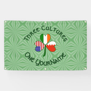 Bahrain Ireland USA Shamrock Flag Personalized Banner
