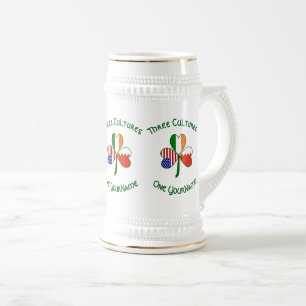Bahrain Ireland USA Shamrock Flag Personalized Beer Stein