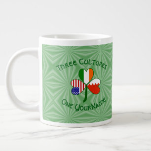 Bahrain Ireland USA Shamrock Flag Personalized  Large Coffee Mug